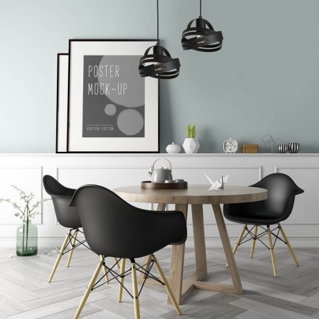 Czarna lampa wisząca MiLAGRO Corona w jadalni