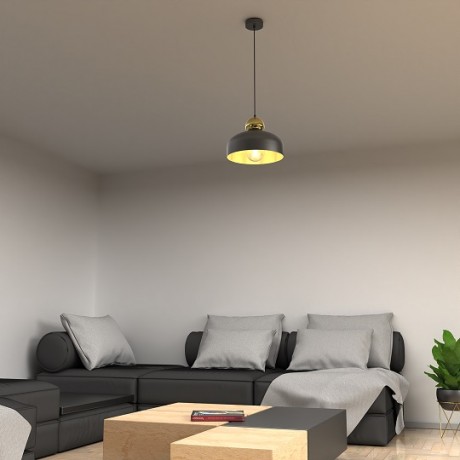 Lampa wisząca czarna MiLAGRO Harold w pokoju