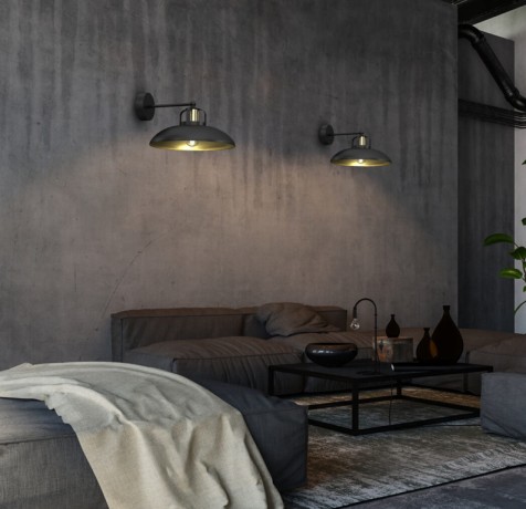 Kinkiet MiLAGRO FELIX Black/Gold w salonie