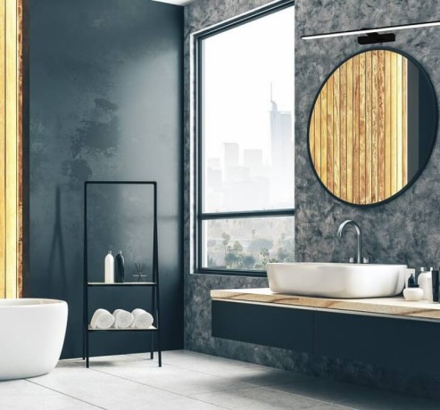 Kinkiet MiLAGRO Splash Black nad lustrem w łazience