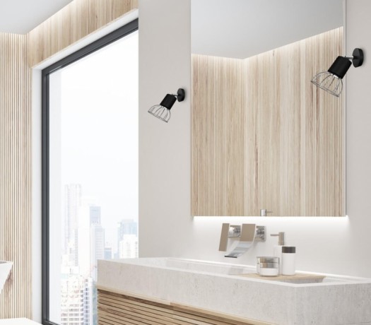 Kinkiety MiLAGRO Dante Black/Silver obok lustra w łazience