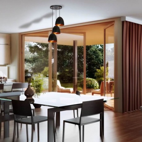 Lampa loftowa wisząca MiLAGRO Vegas w kuchni nad stołem