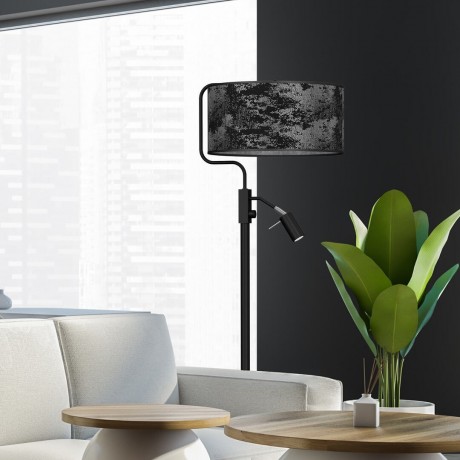 Lampa stojąca MiLAGRO Satino w aranżacji obok kanapy 