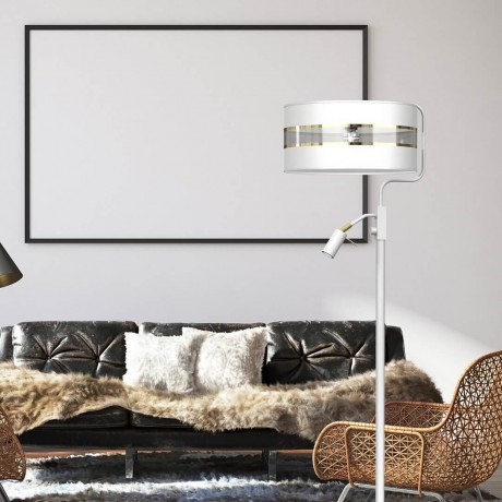 Biała lampa podłogowa MiLAGRO Ultimo w aranżacji w salonie