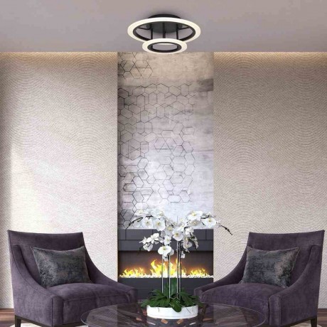 Czarna lampa sufitowa nowoczesna MiLAGRO Cosmo w pokoju dziennym