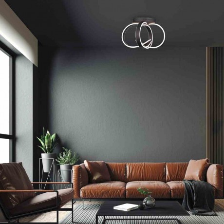 Czarna lampa sufitowa LED MiLAGRO Lotus w pokoju dziennym 