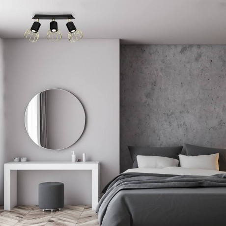 Lampa sufitowa MiLAGRO Dante Gold/Black w aranżacji w sypialni 