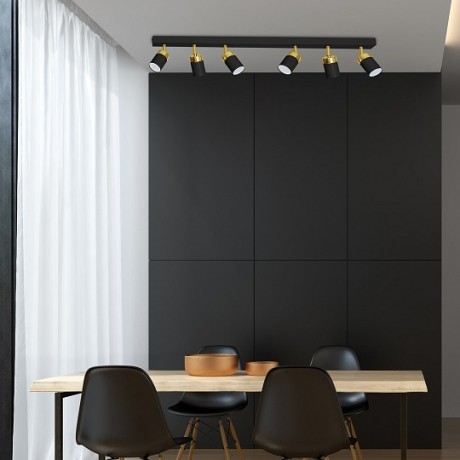 Lampa sufitowa z kolekcji MiLAGRO Joker Black nad stołem w jadalni 