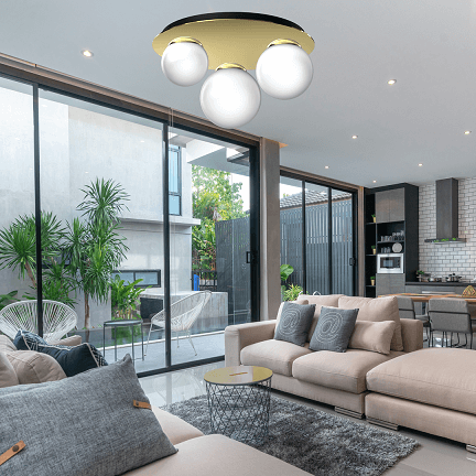 Lampa MiLAGRO Plato 2xE14 + 1xE27 w aranżacji w salonie 