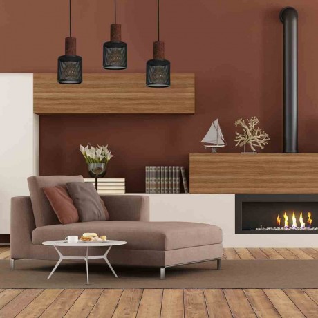 Lampa wisząca MiLAGRO Ares Black 3xE27 w aranżacji w pokoju dziennym