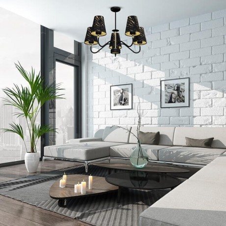 Lampa wisząca MiLAGRO Hermes 5xE27 w aranżacji w salonie nad stołem 