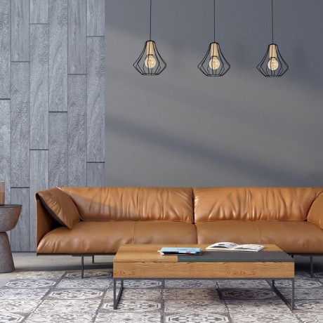 Lampa wisząca MiLAGRO Will 3xE27 Black w pokoju dziennym