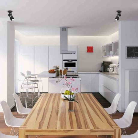 Czarna lampa sufitowa MiLAGRO Vidar w jadalni nad stołem 