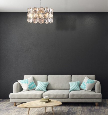 Żyrandol MiLAGRO Austin Chrome w salonie