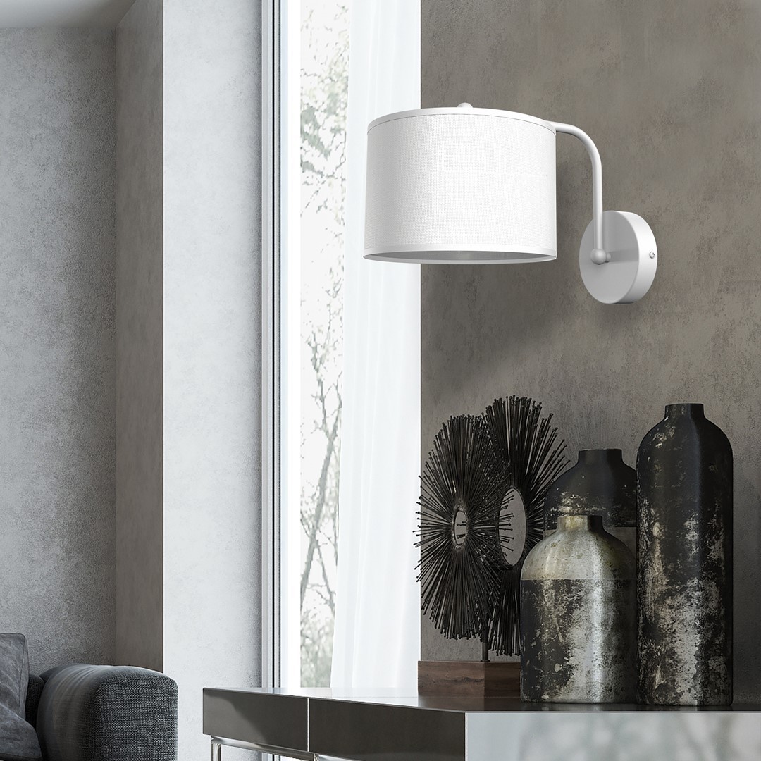 Biały kinkiet MiLAGRO Albino w salonie - aranżacja