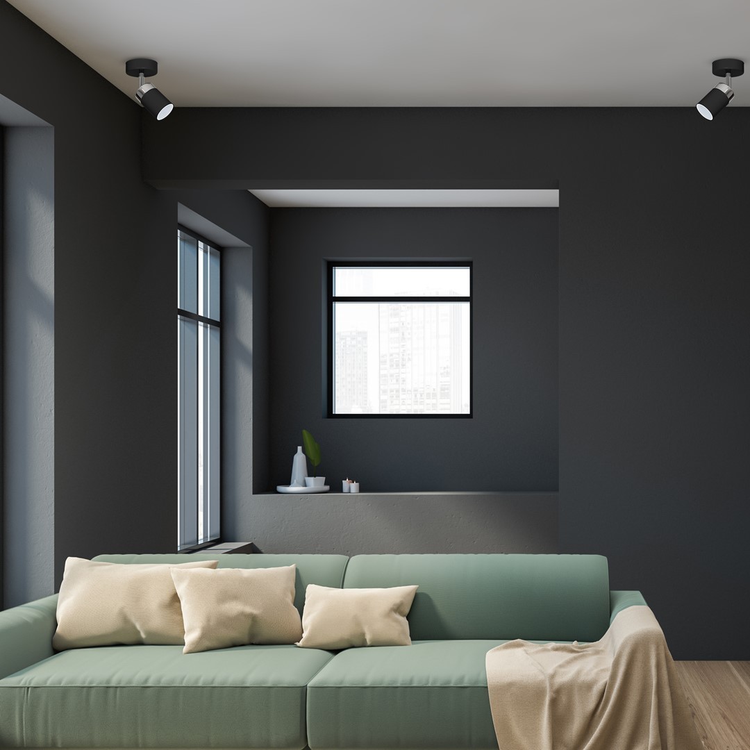 Kinkiety nowoczesne MiLAGRO Joker Black nad rozkładanym łóżkiem w sypialni - aranżacja 