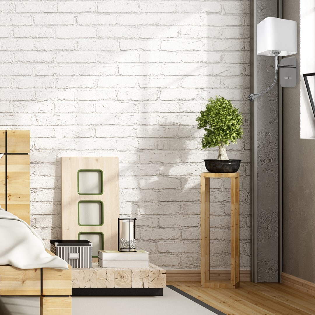 Nowoczesny kinkiet MiLAGRO Napoli White/Chrome w sypialni 