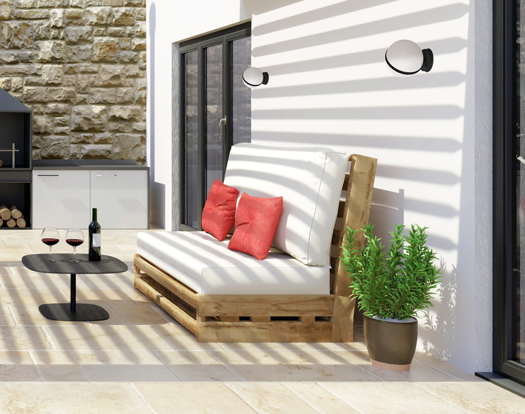 Kinkiety ogrodowe MiLAGRO Circulo 1xE27 na tarasie