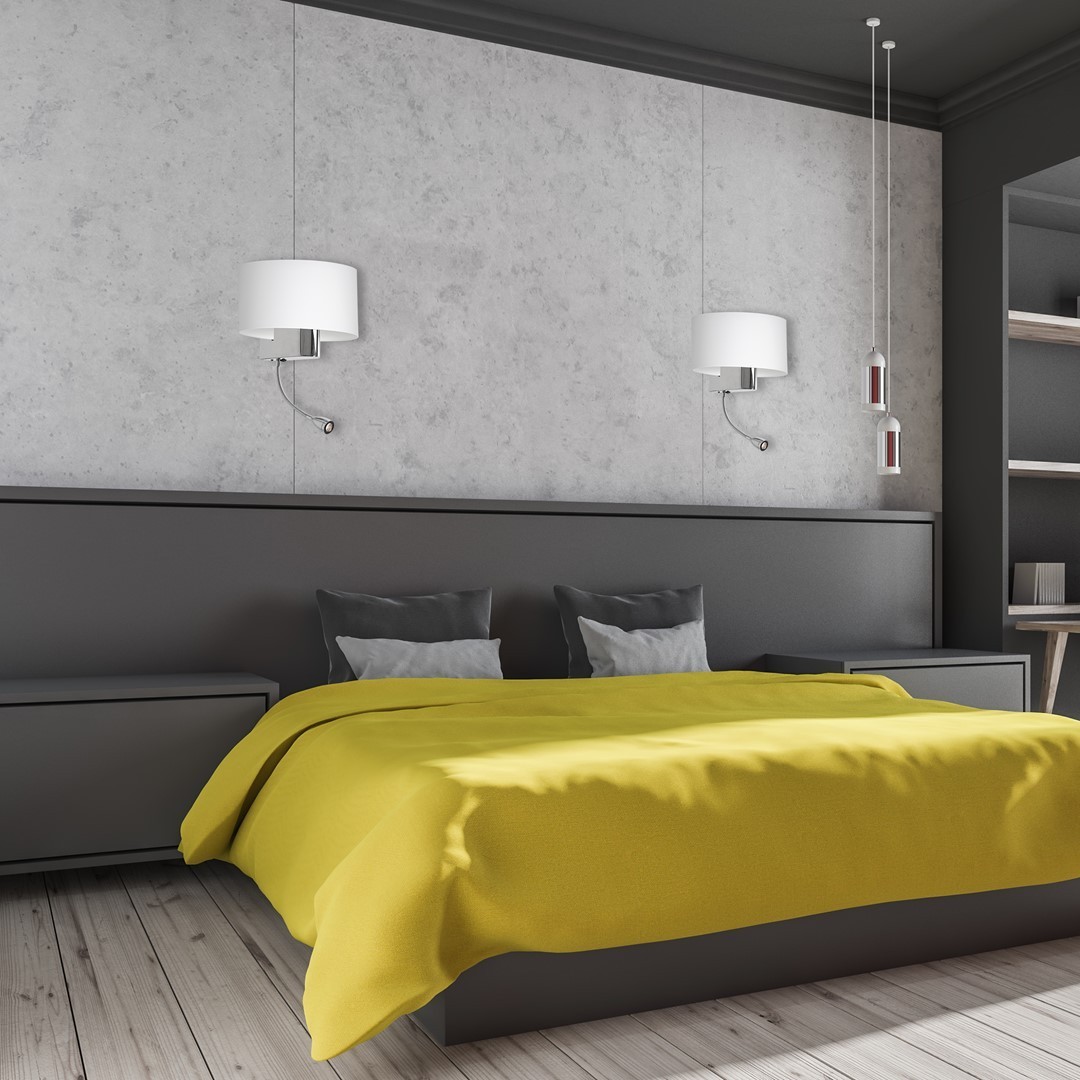 Kinkiety LED MiLAGRO Casino White/Chrome w sypialni