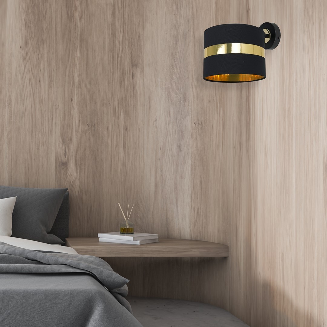 Lampa ścienna z gwintem E27 MiLAGRO Palmira Black/Gold w sypialni