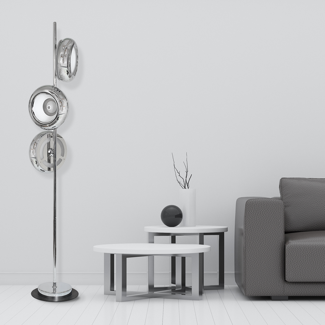 Lampa stojąca nowoczesna LED MiLAGRO Mercurio w salonie obok stolika