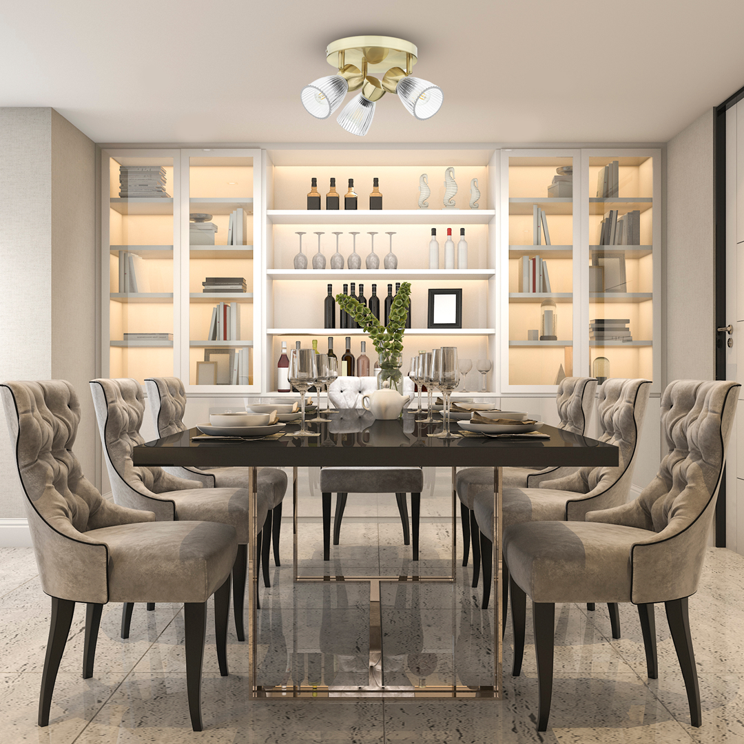 Lampa sufitowa MiLAGRO Best Gold w jadalni - aranżacja