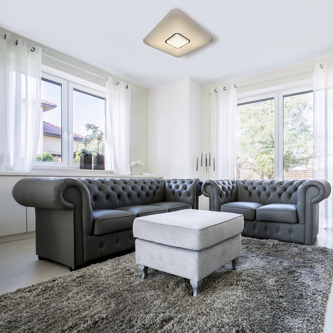 Lampa sufitowa w formie plafonu ze ściemniaczem MiLAGRO Yax 24 W w salonie - aranżacja