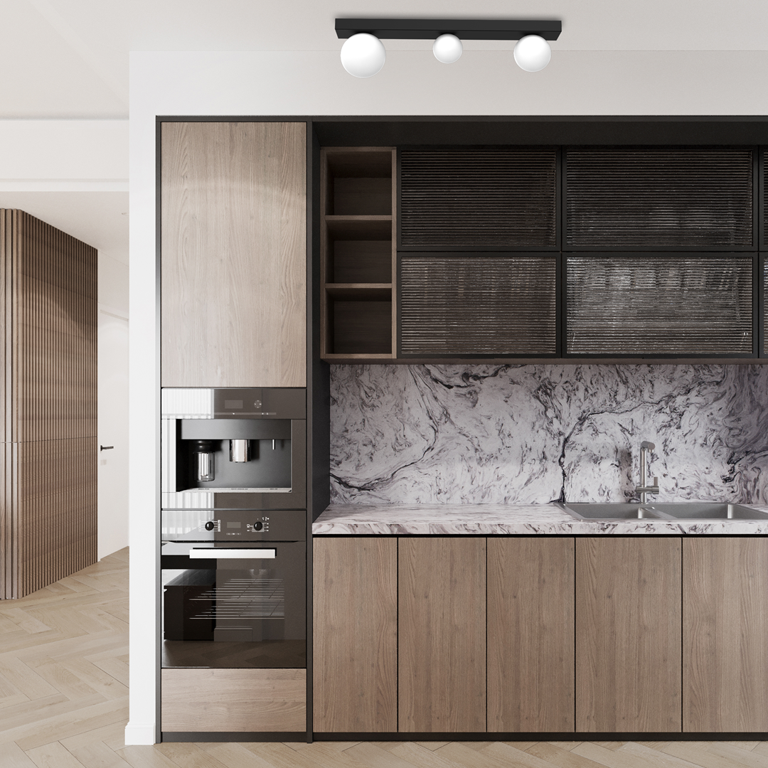 Lampa sufitowa szklana MiLAGRO Bibone w kuchni - aranżacja