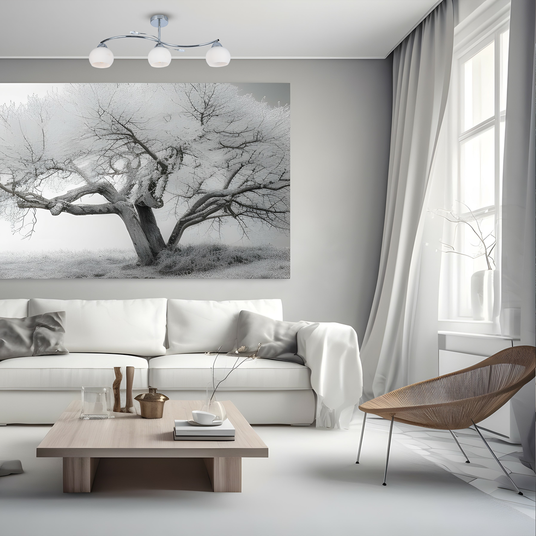 Lampa sufitowa szklana MiLAGRO Connor White w aranżacji w eleganckim salonie