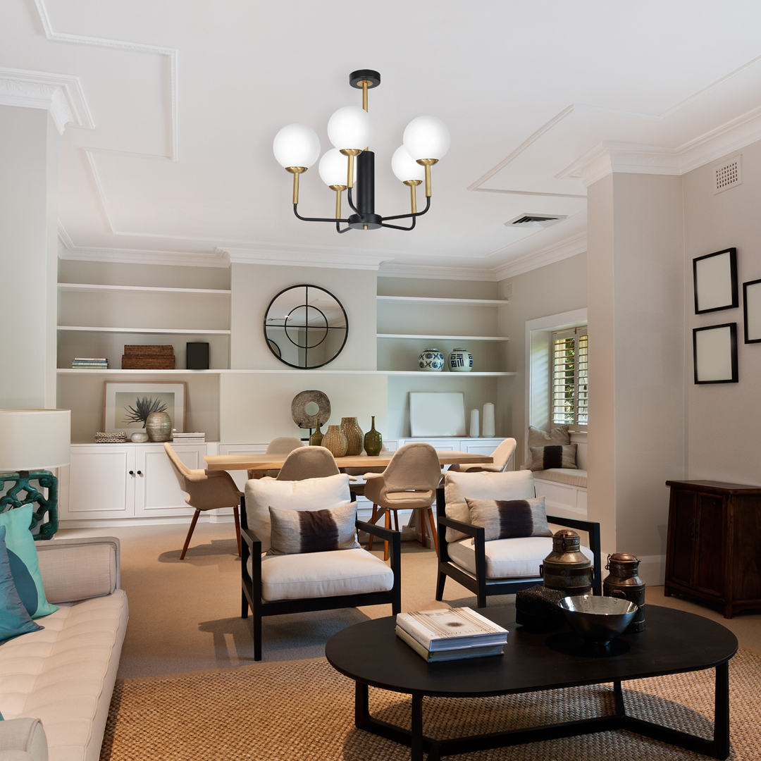 Dekoracyjna lampa wisząca MiLAGRO Geneva w salonie - aranżacja