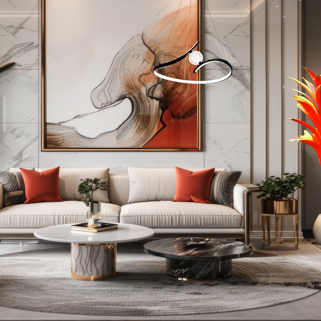 Lampa wisząca dekoracyjna MiLAGRO Perla Black w salonie