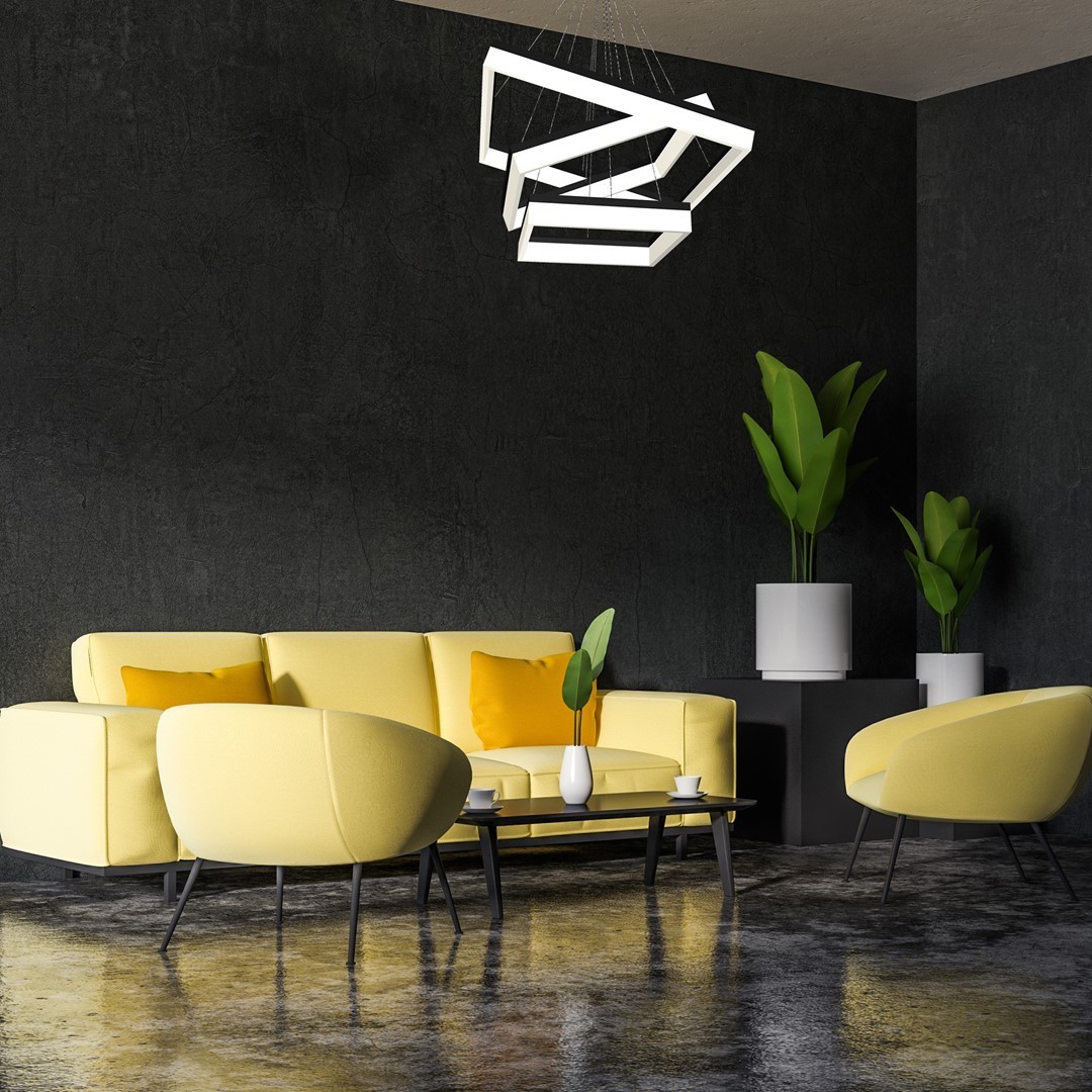 Lampa wisząca designerska MiLAGRO Nero w salonie - aranżacja