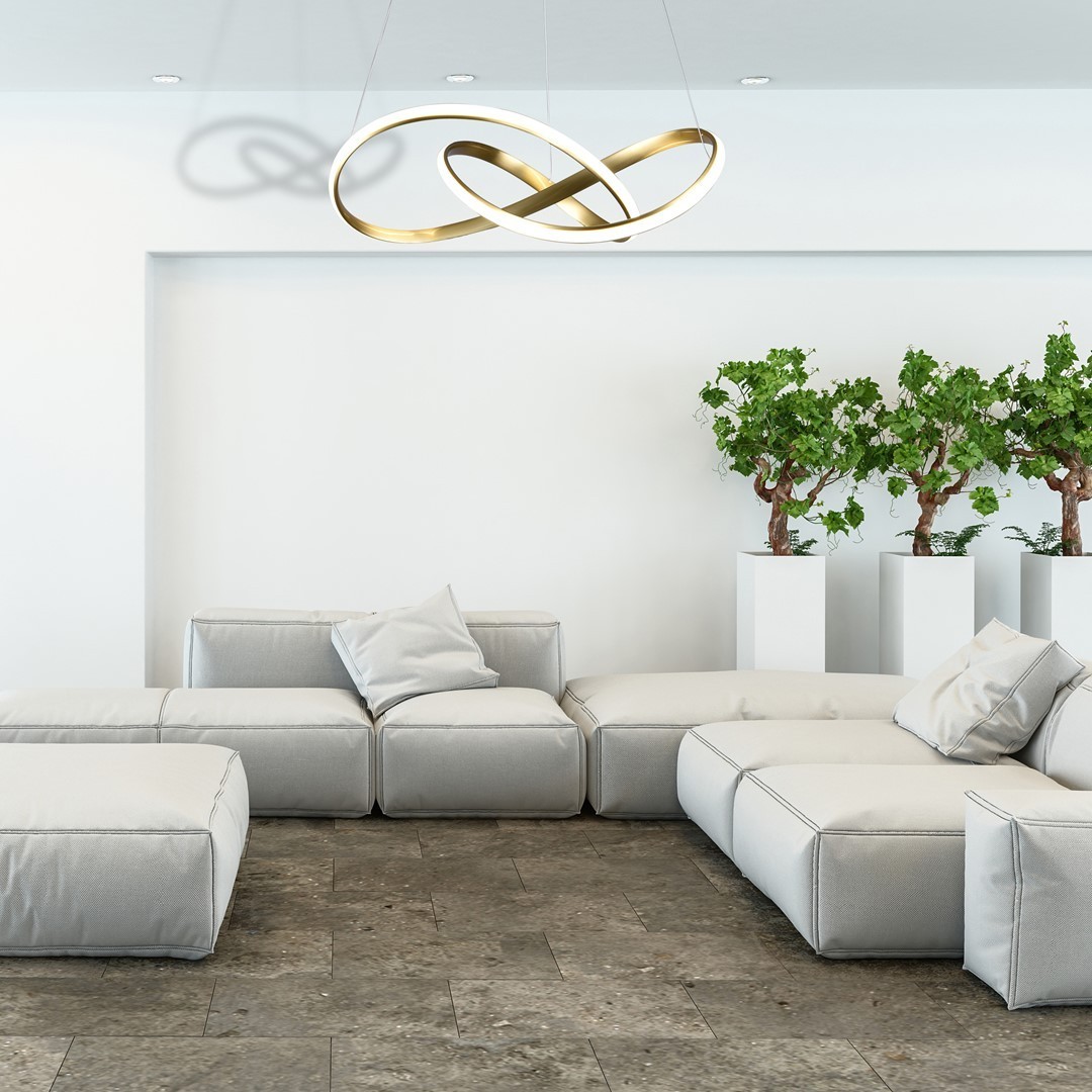 Lampa wisząca LED MiLAGRO Cappio Gold w salonie