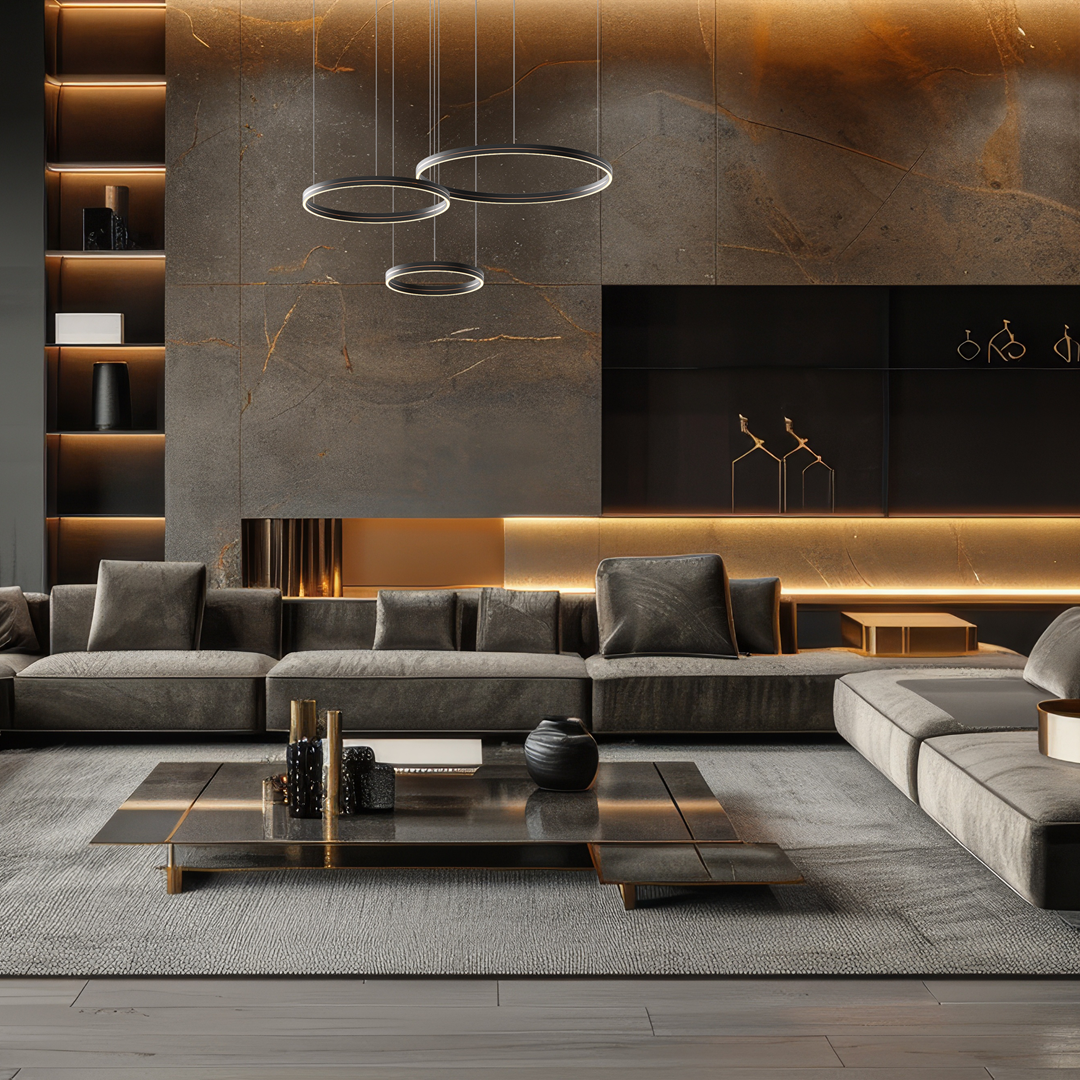 Nowoczesna lampa wisząca MiLAGRO Gravity LED w salonie nad stolikiem