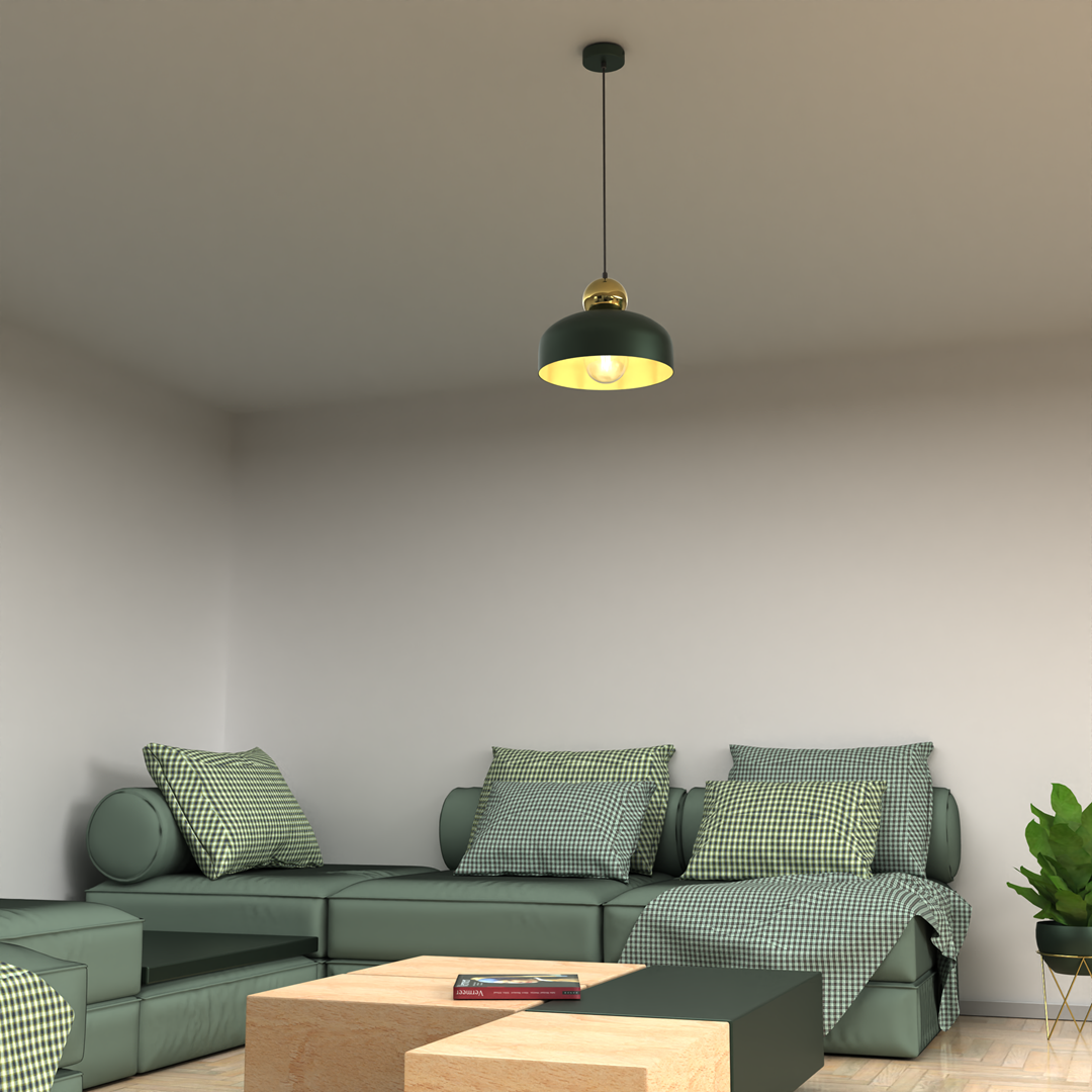 Lampa wisząca MiLAGRO Herald Green/Gold w salonie