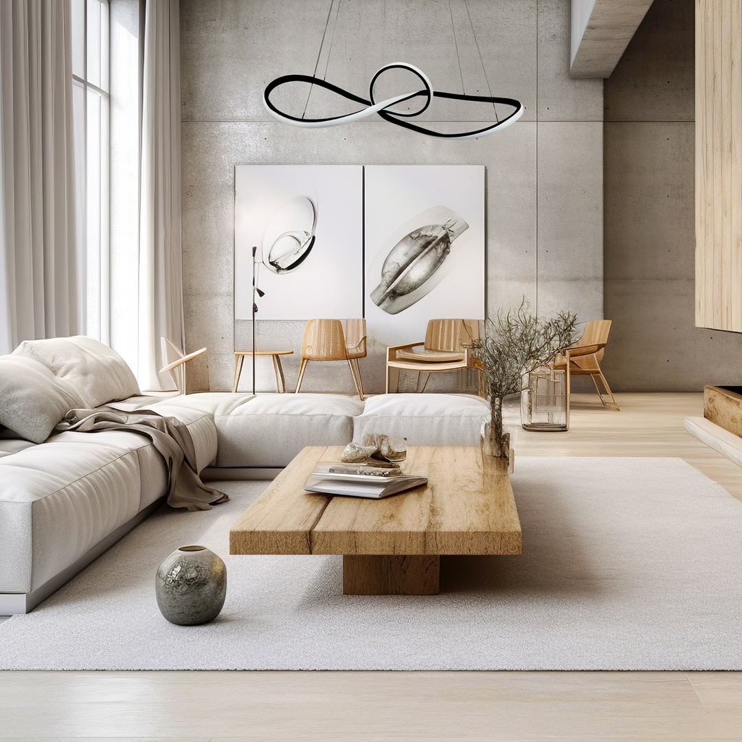 Lampa wisząca MiLAGRO Marco Black LED w przestrzennym salonie