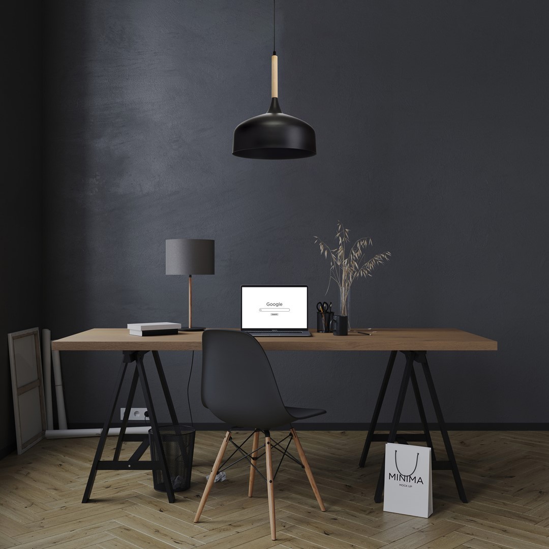 Lampa wisząca MiLAGRO Taylor Black w gabinecie nad biurkiem