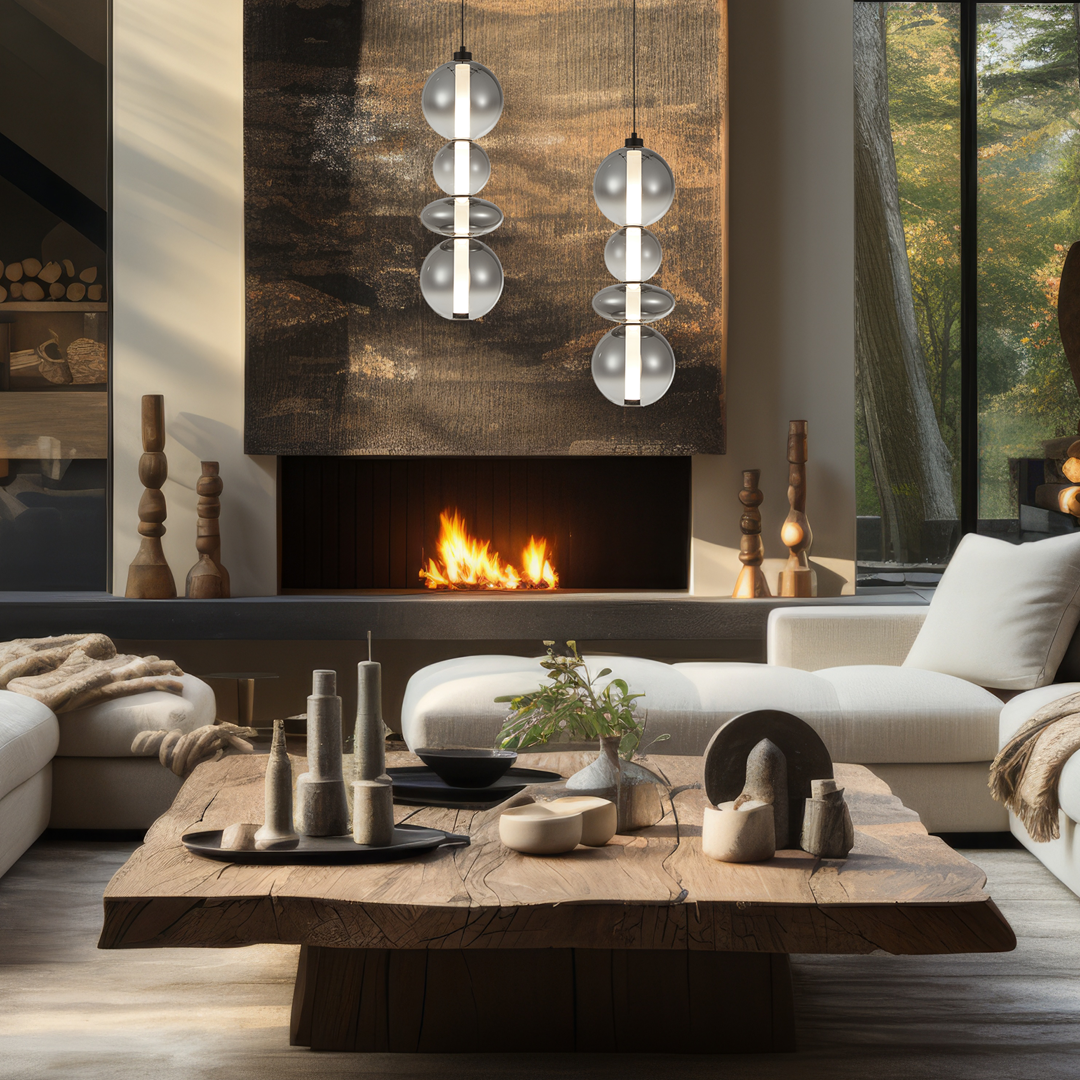 Lampa wisząca nowoczesna LED MiLAGRO Daphne nad stolikiem w salonie - aranżacja