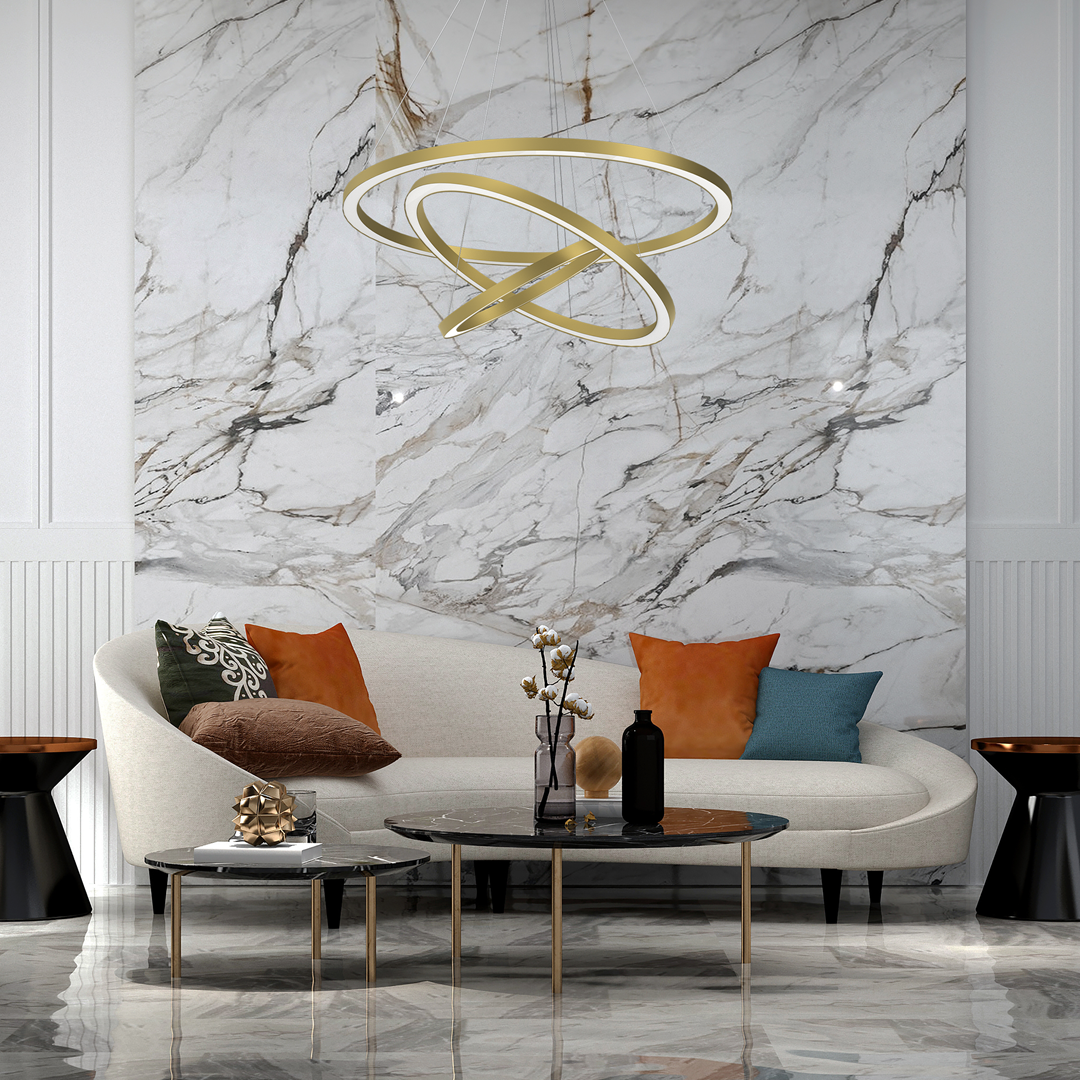 Lampa wisząca nowoczesna LED MiLAGRO Galaxia Gold w salonie