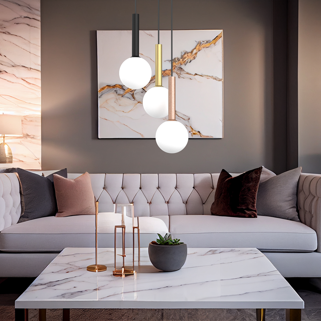 Lampa wisząca z regulacją wysokości MiLAGRO Play w salonie nad stolikiem - aranżacja