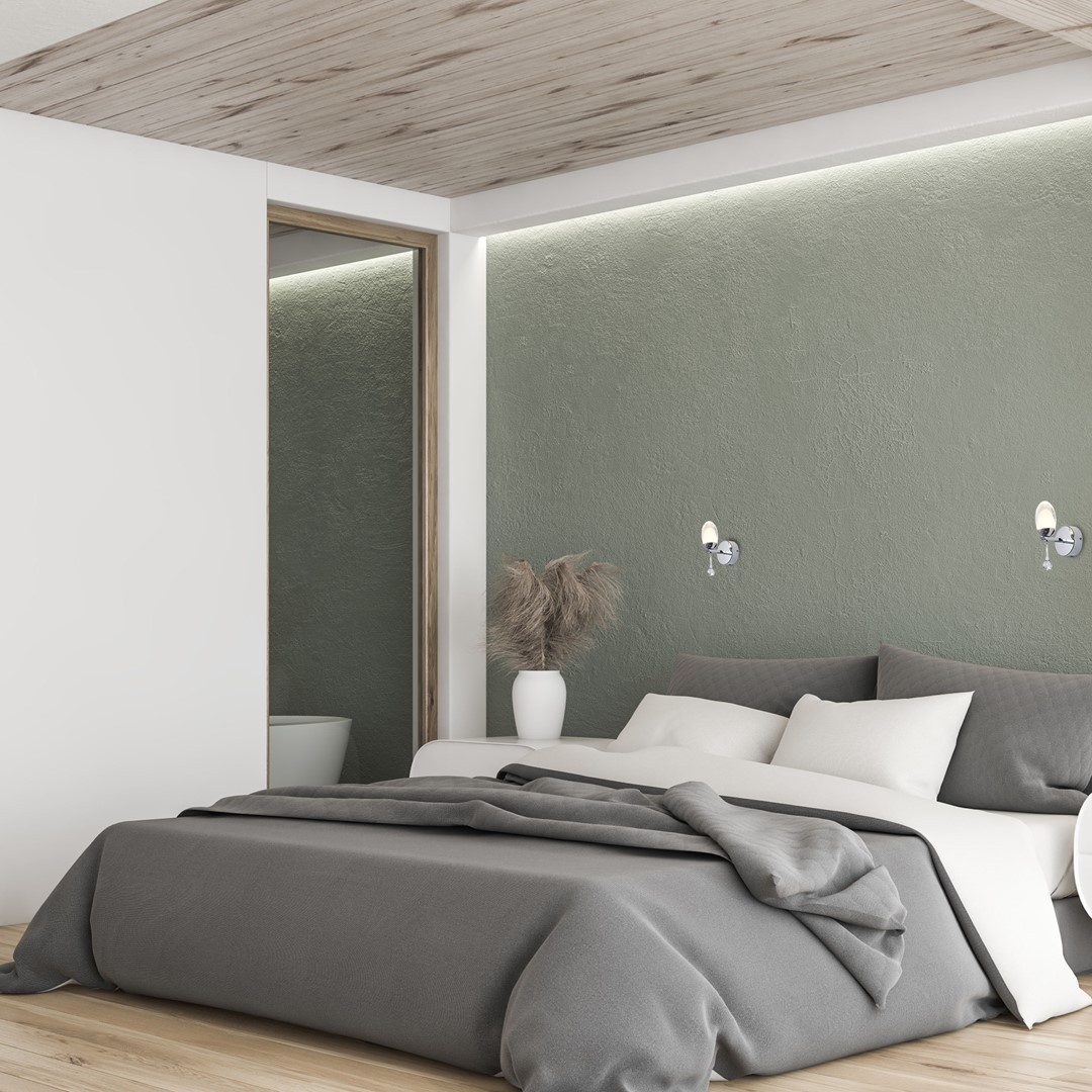 Lampy ścienne LED MiLAGRO Ovo 5W w sypialni za łóżkiem - aranżacja