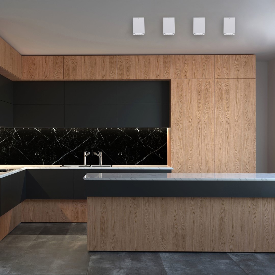 Oświetlenie punktowe sufitowe LED MiLAGRO Blocco w kuchni