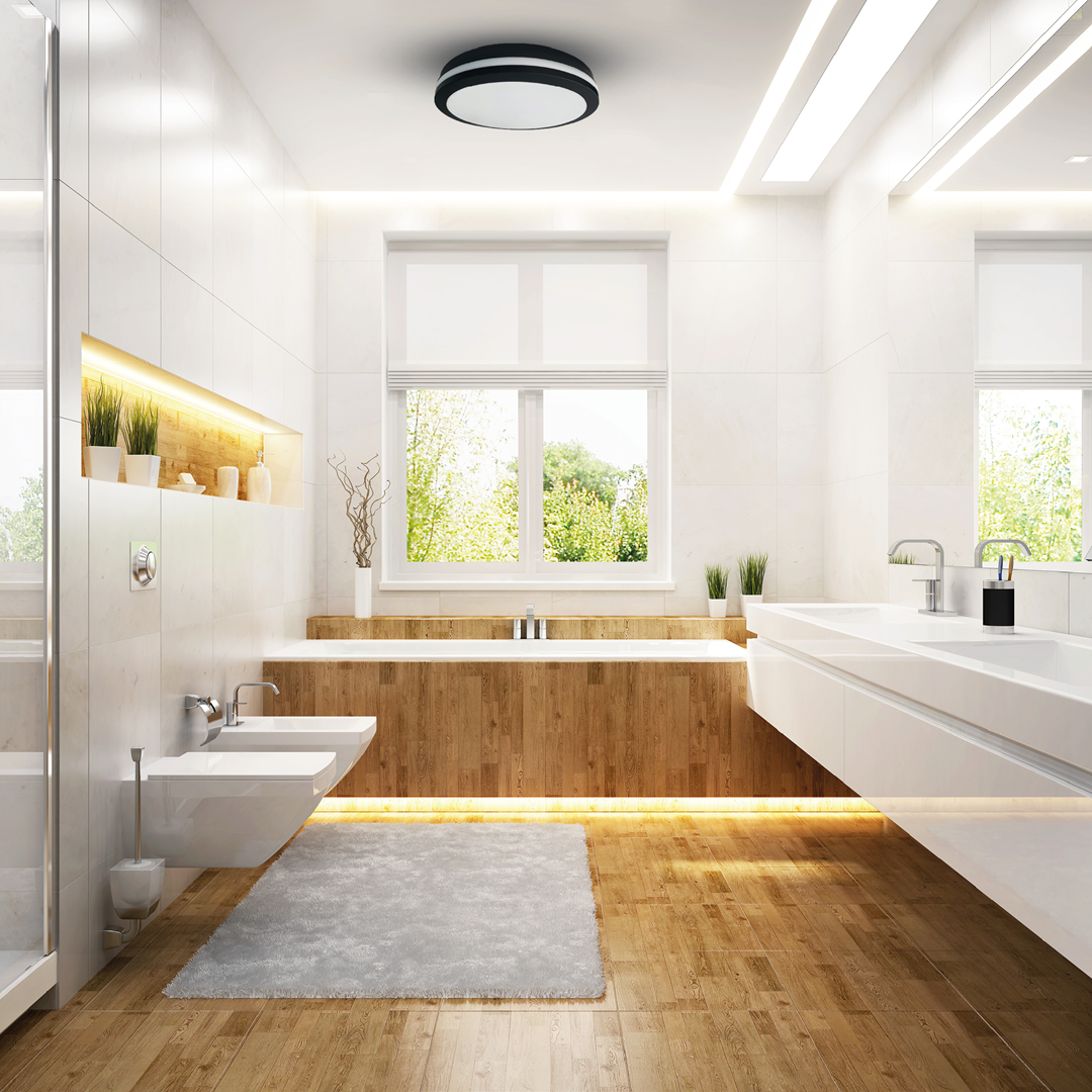 Plafon LED MiLAGRO Marlon 48 W w łazience - aranżacja