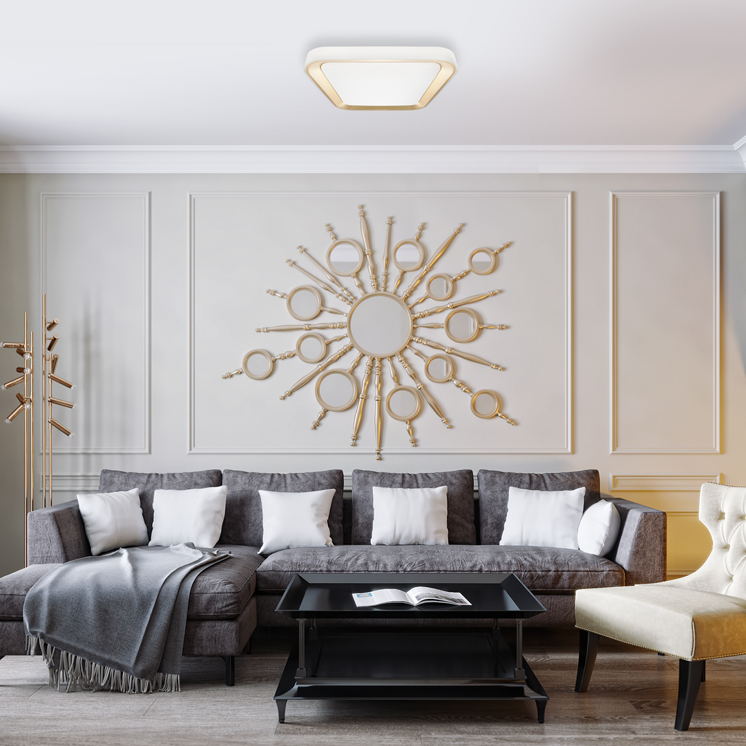 Plafon MiLAGRO Quadro Gold ze ściemniaczem