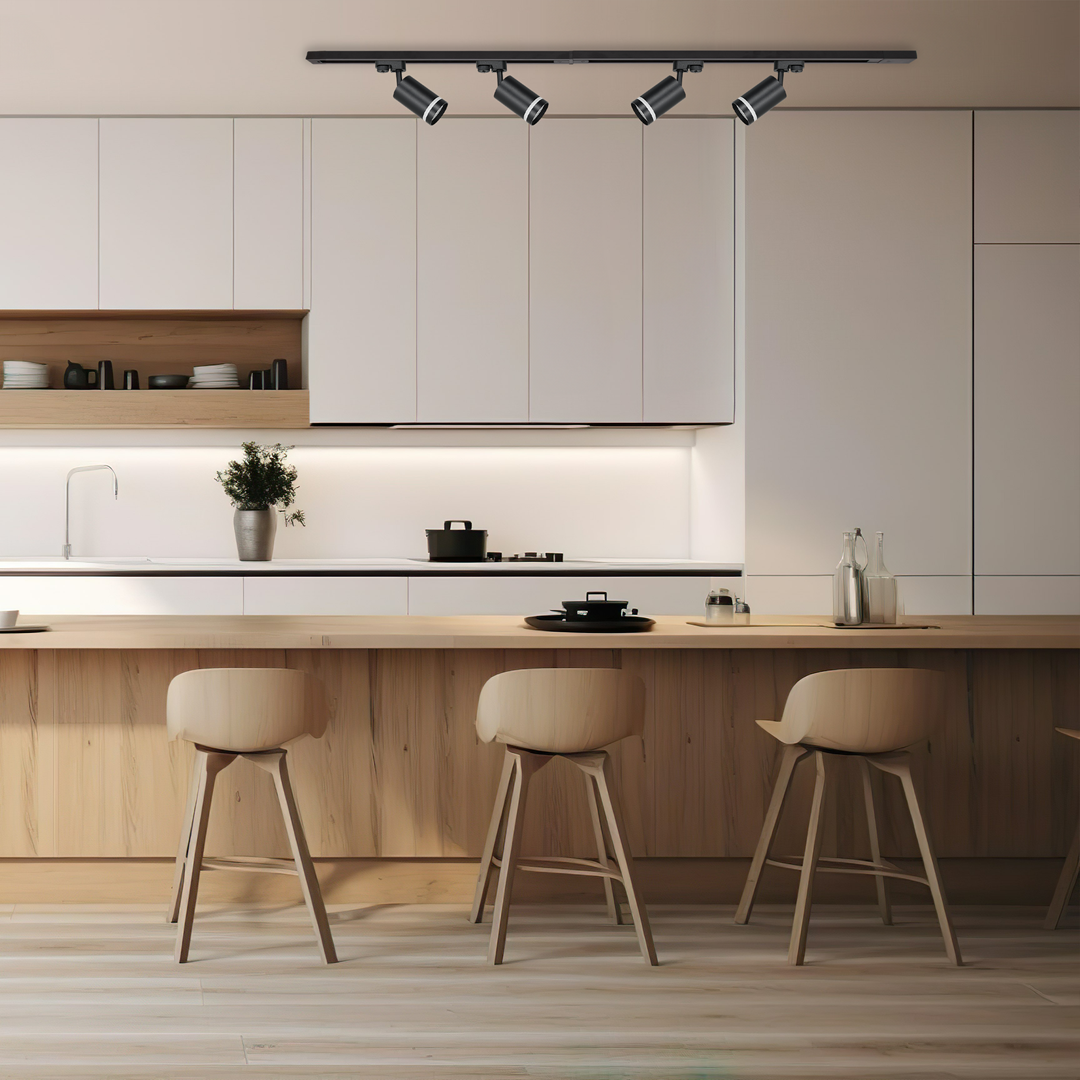 Szynoprzewód MiLAGRO Pipe Ring w kuchni nad blatem - aranżacja