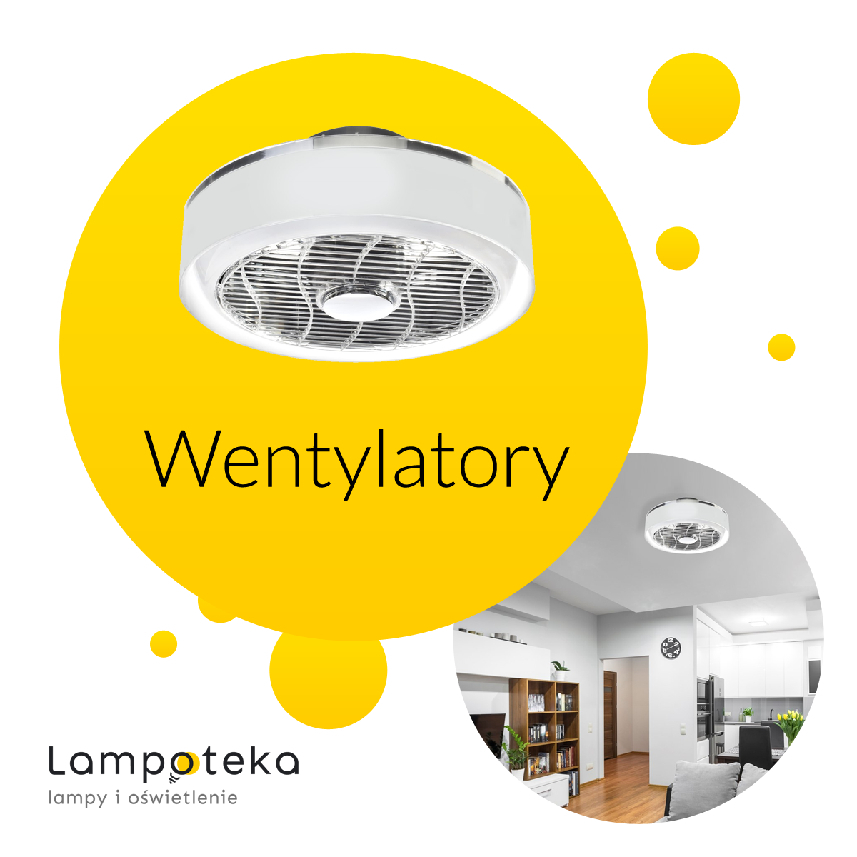 Czarny wentylator stojący w salonie 