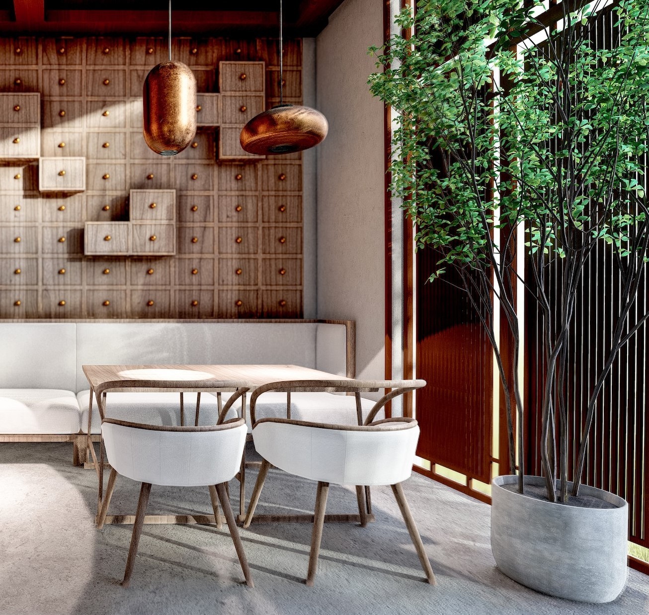 Złote owalne lampy wiszące w salonie