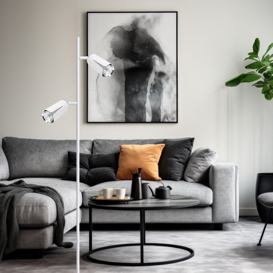 Biała lampa stojąca