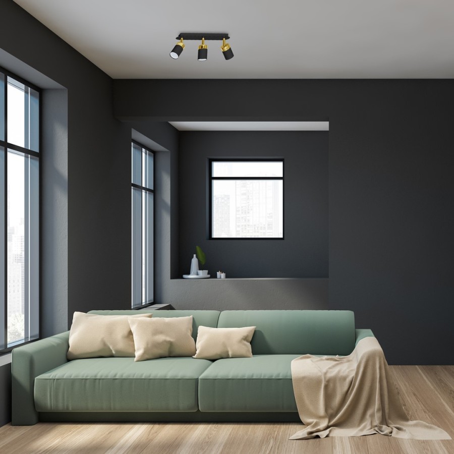 Czarna lampa sufitowa Joker Black w salonie