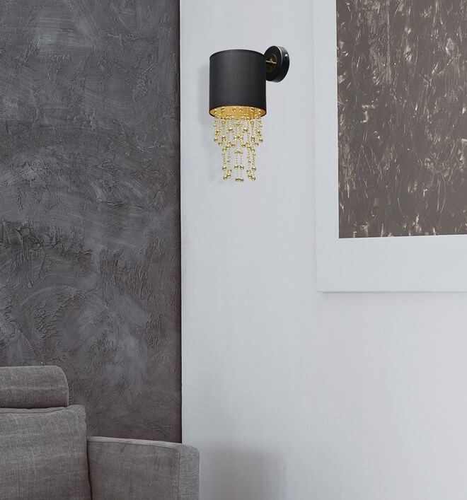Kinkiet ALMERIA BLACK/GOLD 1xE27 w stylu klasycznym na ścianie 